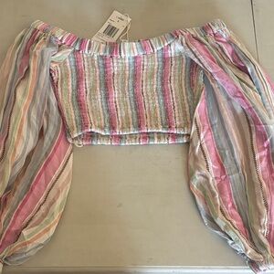 L*Space Multicolor Striped Off-Shoulder Palma Top